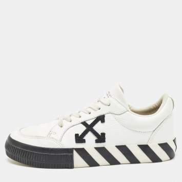 Pre Owned Off-White White Leather Vulcanised Lace Up Sneakers Size 37