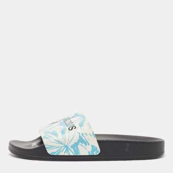 Pre Owned Off-White Two Town Leather Flat Slides Size 39 