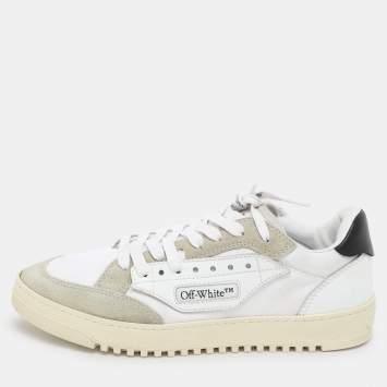 Pre Owned Off-White White/Grey Canvas and Suede 5.0 Low Top Sneakers Size 39