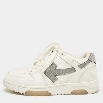 Pre Owned Off-White White Glitter Leather Out Of Office Lace Up Sneakers Size 39