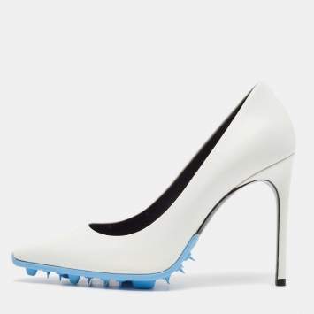 Pre Owned Off-White White Leather Pointed Toe Pumps Size 38