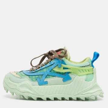Pre Owned Off-White Multicolor Leather and Mesh Odsy 1000 Lace Up Sneakers Size 38