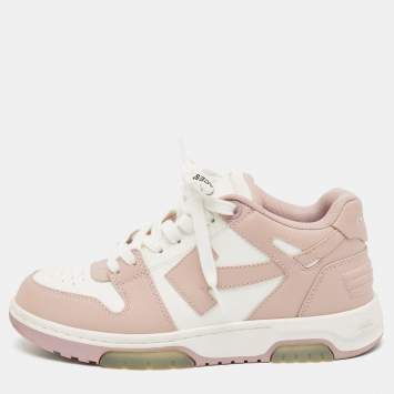 Pre Owned Off-White Pink/White Leather Out Of Office Sneakers Size 38