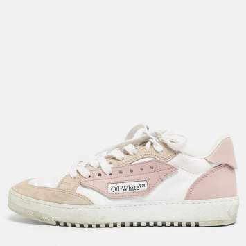 Pre Owned Off-White Multicolor Leather and Suede Off Court Lace Up Sneakers Size 38