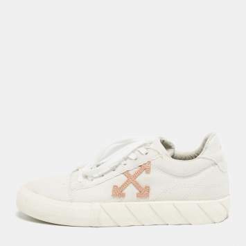 Pre Owned Off-White White Canvas Vulcanised Lace Up Sneakers Size 37