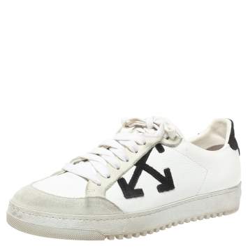 Pre Owned Off-White Whte/Black Leather Carryover Low Top Sneakers Size 38