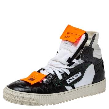 Pre Owned Off-White White/Black Leather and Canvas Off Court 3.0 Sneakers Size 38