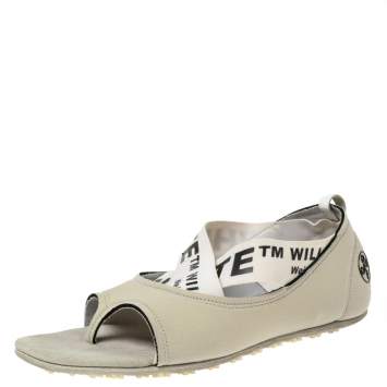 Pre Owned Off-White c/o Virgil Abloh Grey Fabric Yoga Flats Size 37