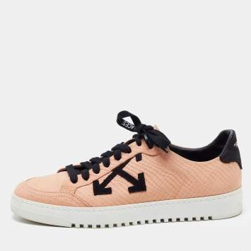 Pre Owned Off-White Pink Python Embossed Leather Low 2.0 Sneakers Size 39