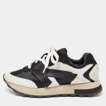 Pre Owned Off-White Black/Grey Suede and Fabric Arrow HG Runner Sneakers Size 36