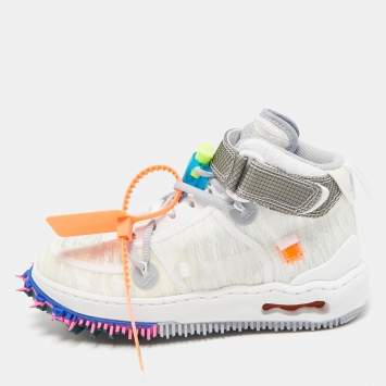 Pre Owned Off-White x Nike White Mesh Air Force 1 Mid Sneakers Size 36.5