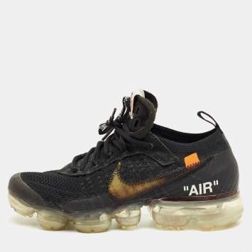 Pre Owned Off-White x Nike Black Knit Fabric Air VaporMax Sneakers Size 37.5