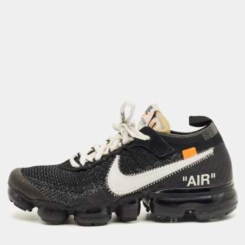 Pre Owned Off-White x Nike Black Knit Fabric Air VaporMax Sneakers Size 36.5