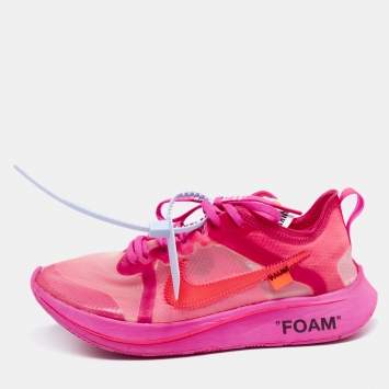 Pre Owned Off White x Nike Shocking Pink Translucent Nylon The 10 Nike Zoom Fly Sneakers Size 38.5