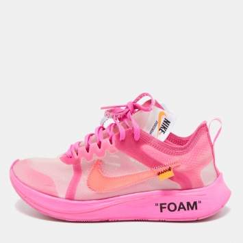 Pre Owned Off-White x Nike Pink Mesh Zoom Fly Low Top Sneakers Size 37.5