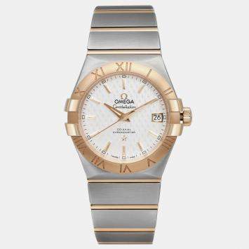 Pre Owned Omega White 18K Gold Stainless Steel Constellation 123.20.35.20.02.006 Automatic Women's Wristwatch 35mm
