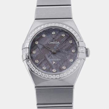 مملوكة مسبقًا Omega Constellation 131.15.28.60.99.001 Quartz Lavender Stainless Steel Women's Wristwatch 28 mm