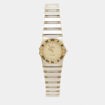 مملوكة مسبقًا Omega Vintage Constellation 795.1080 Champagne Dial 18K Yellow Gold Stainless Steel Women's Wristwatch 22.50 mm