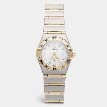 Pre Owned Omega Constellation 1262.75.00 Mother Of Pearl Diamond 18K Yellow Gold Stainless Steel Women's Wristwatch 22.5 mm