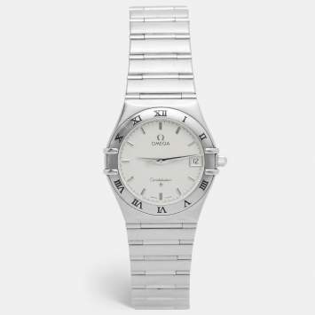 Pre Owned ساعة يد نسائية أوميغا كونستليشن 396.1201 ستانلس ستيل فضية 33 مم