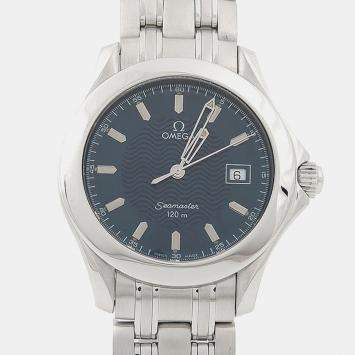 Pre Owned Omega Seamaster 2511.81 Blue Stainless Steel Quartz Women's Watches 36.5mm