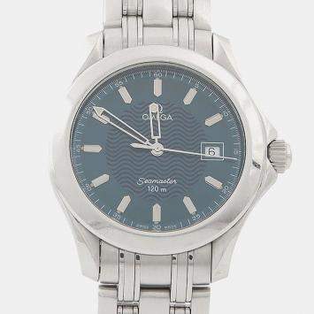 Pre Owned Omega Seamaster 2511.81 Blue Stainless Steel Quartz Women's Watches 36.5mm