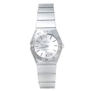 Pre Owned Omega Silver Stainless Steel Constellation 123.10.24.60.02.001 Women's Wristwatch 24 mm