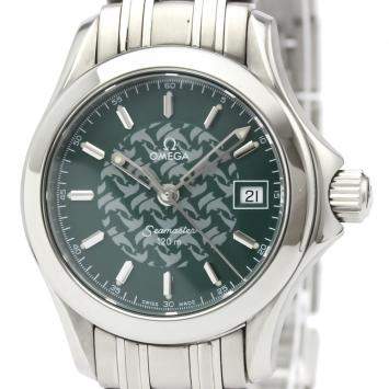 Pre Owned Omega Green Stainless Steel Seamaster 120M Jacques Mayol 2586.70 Women's Wristwatch 26 MM