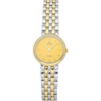 Pre Owned Omega Champagne Gold Tone Stainless Steel De Ville Classic 7260.11.00 Women's Wristwatch 23.5 MM