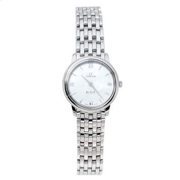 Pre Owned Omega Mother Of Pearl Stainless Steel De Ville Prestige 424.10.27.60.05.001 Women's Wristwatch 27.40 mm