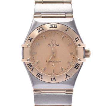 Pre Owned Omega Champagne 18K Yellow Gold And Stainless Steel Constellation 1262.10 Quartz Women's Wristwatch 22 MM