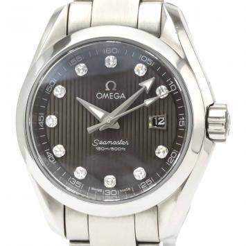Pre Owned Omega Black Diamonds Stainless Steel Seamaster 231.10.30.61.56.001 Quartz Women's Wristwatch 30 MM
