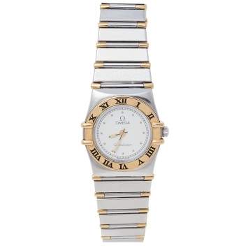 Pre Owned Omega Vintage White 18K Yellow Gold & Stainless Steel Constellation 795.108 Women's Wristwatch 23 mm