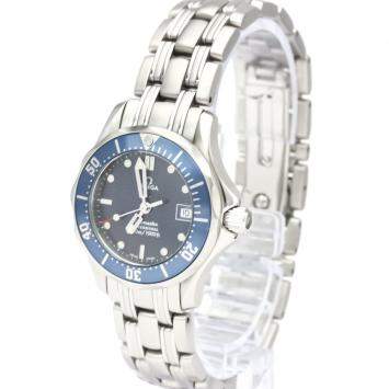 Pre Owned Omega Blue Stainless Steel Seamaster Professional 300M 2583.80 Quartz Women's Wristwatch 29 MM 