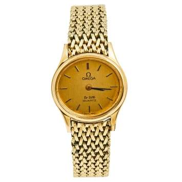 Pre Owned Omega Champagne Gold Plated Vintage De Ville 591.0022 Women's Wristwatch 23 mm