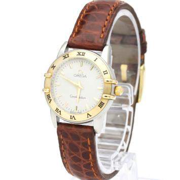 Pre Owned Omega Silver 18K Yellow Gold And Stainless Steel Constellation 1372.30 Women's Wristwatch 25 mm
