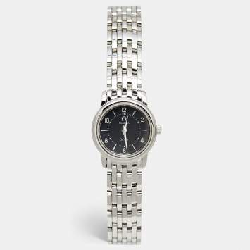 Pre Owned Omega Black Stainless Steel De Ville 4570.50.00 Quartz Women's Wristwatch 22 mm