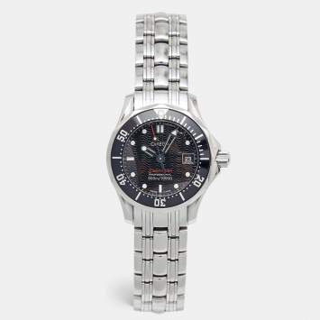 Pre Owned Omega Black Stainless Steel Seamaster 212.30.28.61.01.001 Women's Wristwatch 28 mm