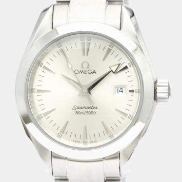 Pre Owned Omega Silver Stainless Steel Seamaster Aqua Terra 2577.30 Women's Wristwatch 29 mm