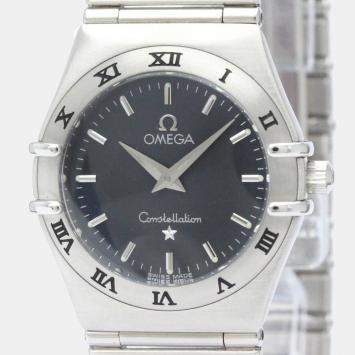 Pre Owned Omega Black Stainless Steel Constellation 1572.40 Women's Wristwatch 25 mm