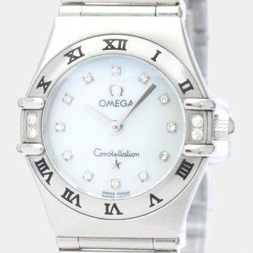 Pre Owned Omega MOP Diamonds Stainless Steel Constellation 1567.76 Quartz Women's Wristwatch 22 mm