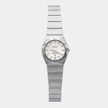 Pre Owned Omega Silver Stainless Steel Constellation 123.10.24.60.02.001 Women's Wristwatch 24 mm