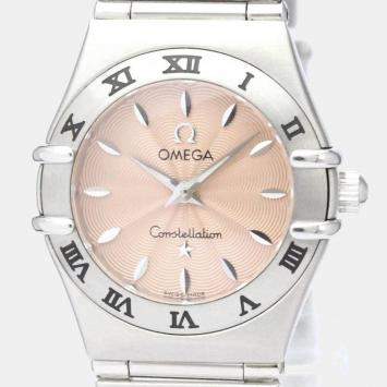 Pre Owned Omega Pink Stainless Steel Constellation 1562.62 Women's Wristwatch 22 mm
