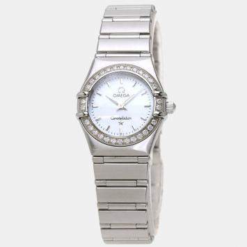 Pre Owned Omega MOP Diamonds Stainless Steel Constellation 1466.71 Women's Wristwatch 23 mm