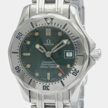 Pre Owned Omega Green Stainless Steel Seamaster 2584.41 Quartz Women's Wristwatch 29 mm