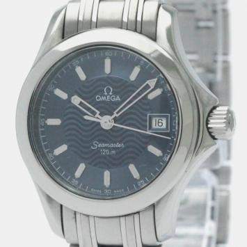 Pre Owned Omega Blue Stainless Steel Seamaster 2581.81 Quartz Women's Wristwatch 26 mm