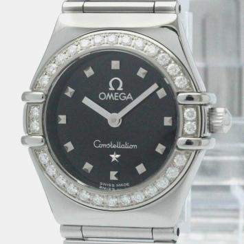Pre Owned Omega Black Stainless Steel Constellation 1465.51 Quartz Women's Wristwatch 22 mm