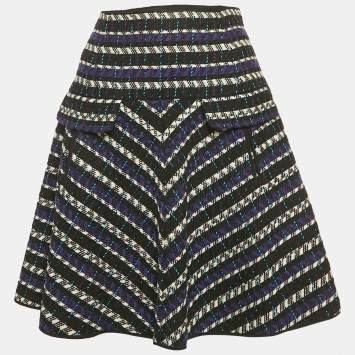 مملوكة مسبقًا Oscar de la Renta Multicolor Patterned Wool Mini Skirt M