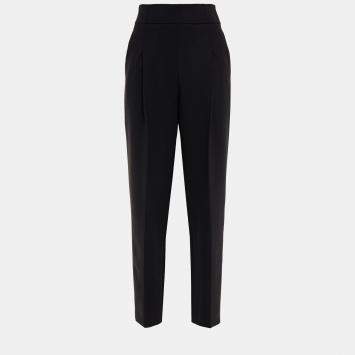 Pre Owned Oscar De La Renta Black Wool Wide Leg Pants M (US 6)