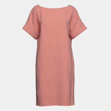 Pre Owned Oscar De La Renta Peach Wool Shift Dress L (US 10)